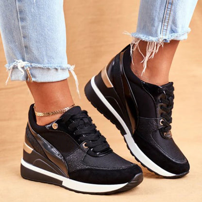 Dames Sportschoenen Mode Gemengde Kleuren Casual Sneakers Sleehak Dames Gevulkaniseerde Schoenen Veterschoenen Loopschoenen 2023