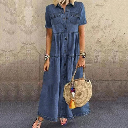 Lynne | Tummy-Covering Denim Dress