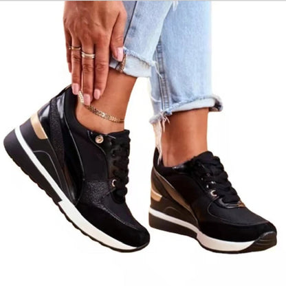 Dames Sportschoenen Mode Gemengde Kleuren Casual Sneakers Sleehak Dames Gevulkaniseerde Schoenen Veterschoenen Loopschoenen 2023